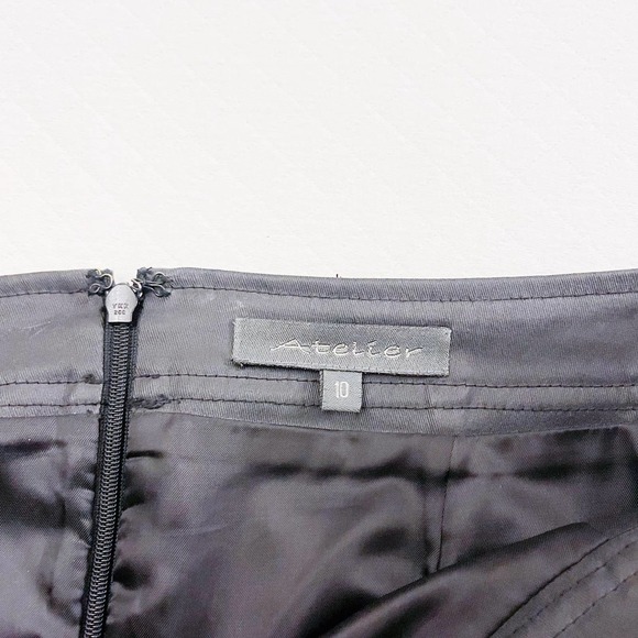 Atelier Coated Black Pencil Skirt Back Slit Zippered SZ10 - Picture 2 of 6